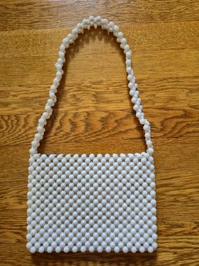 Vintage White Beaded Shoulder Bag By Lady Ellen - Elegant Women’s Carry